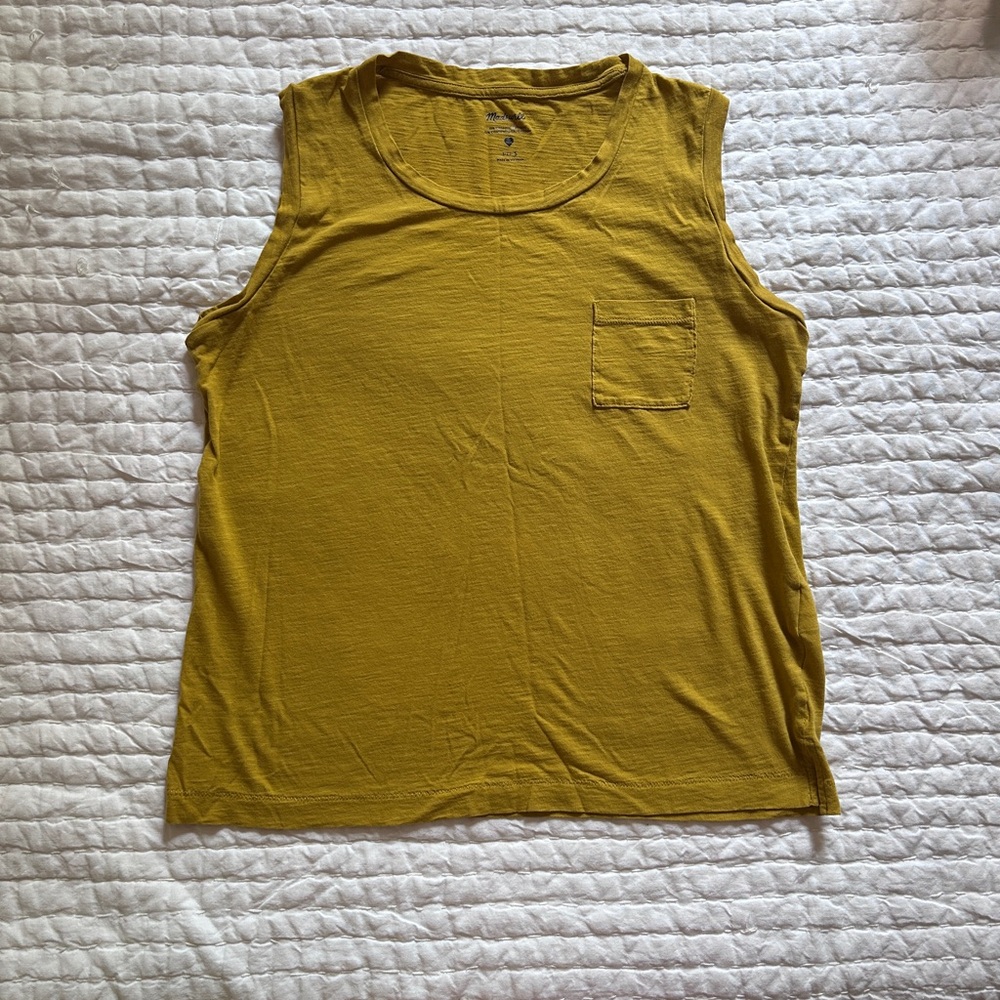 Madewell Chartreuse Muscle Tank with Chest Pocket